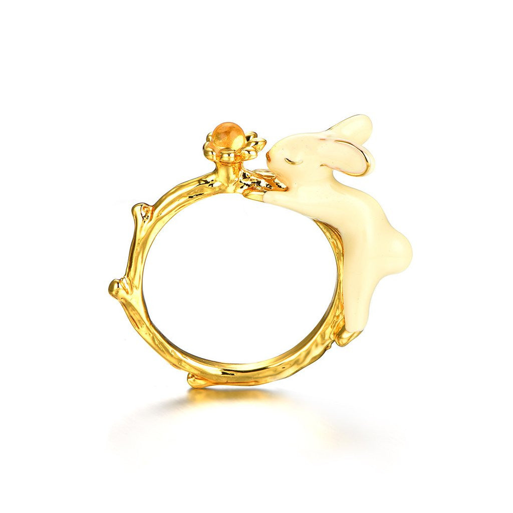 Enamel Bunny Rabbit Cocktail Ring - Seven Season