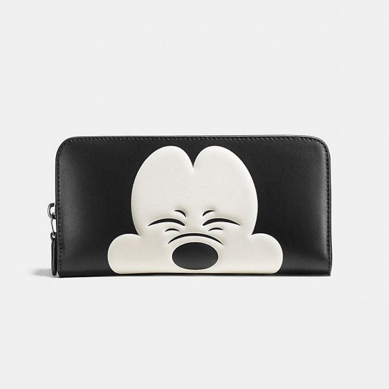 Disney Smiling Mickey Mouse Glovetanned Leather Accordion Zip