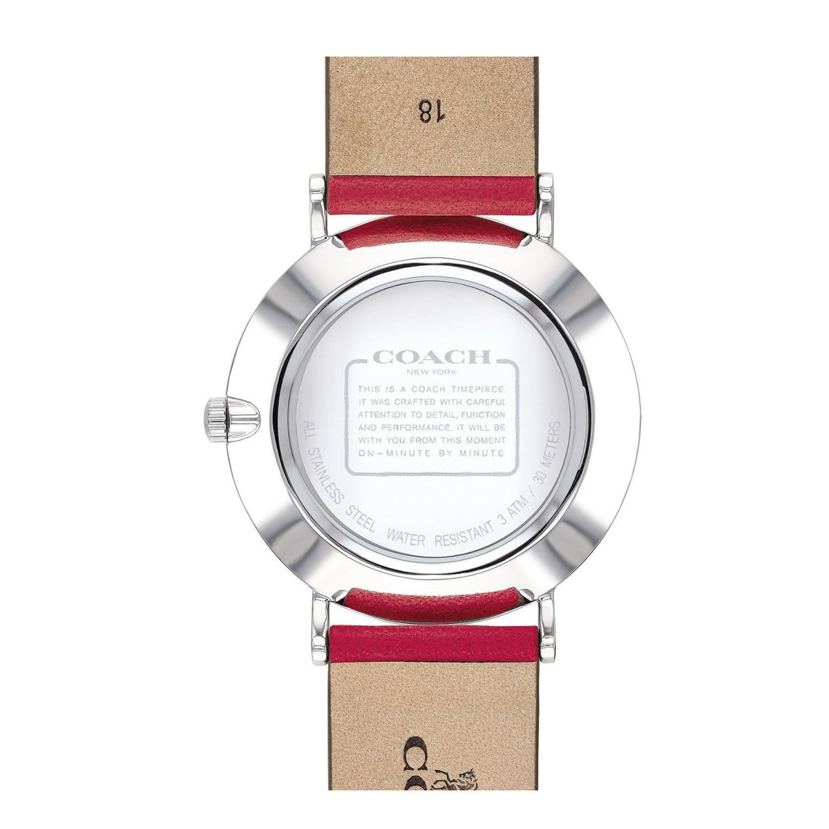 Perry Red Leather Strap Heart Watch - Seven Season display picture 2