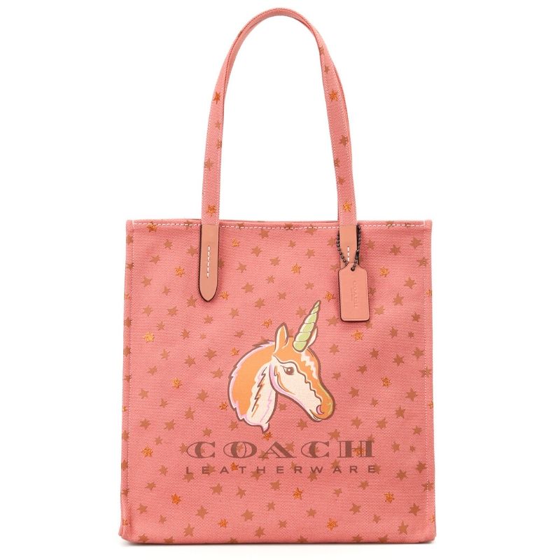 Unicorn Star Print Canvas Tote