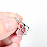 Seven Season Duo Hearts with Pave Cubic Zircon Pendant Necklace