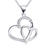 Seven Season Duo Hearts with Pave Cubic Zircon Pendant Necklace