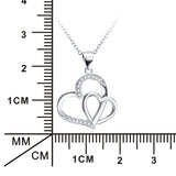 Seven Season Duo Hearts with Pave Cubic Zircon Pendant Necklace