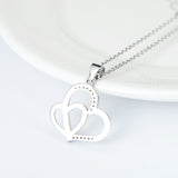 Seven Season Duo Hearts with Pave Cubic Zircon Pendant Necklace