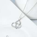 Seven Season Duo Hearts with Pave Cubic Zircon Pendant Necklace