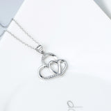 Seven Season Duo Hearts with Pave Cubic Zircon Pendant Necklace