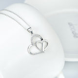 Seven Season Duo Hearts with Pave Cubic Zircon Pendant Necklace