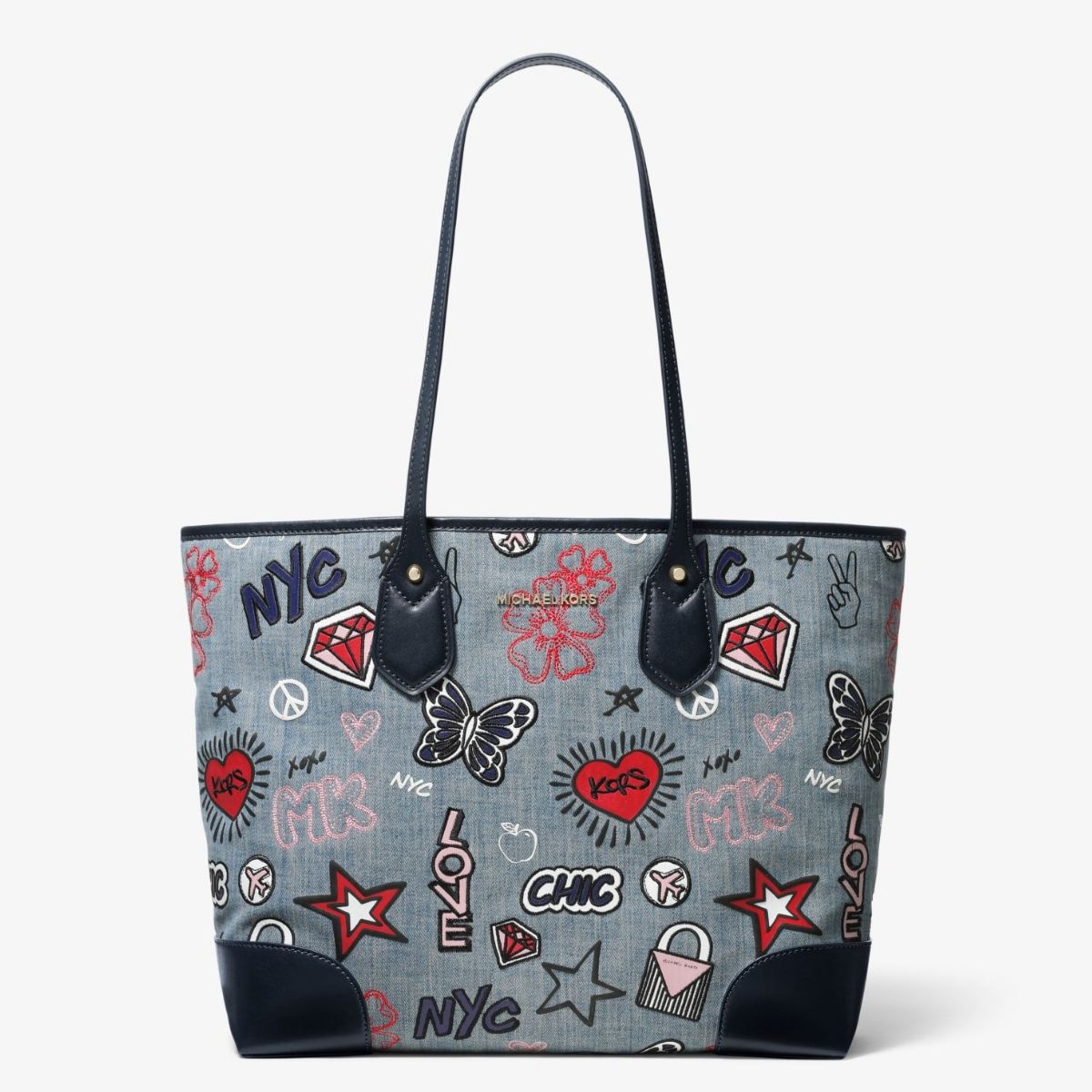 Eva large embroidered denim tote bag outlet