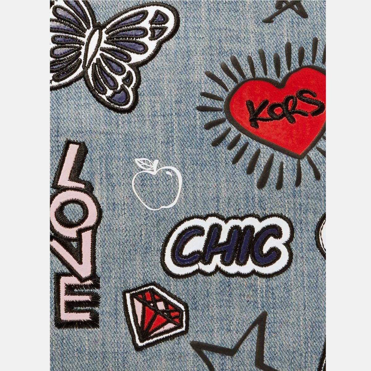 Eva large embroidered denim tote top bag