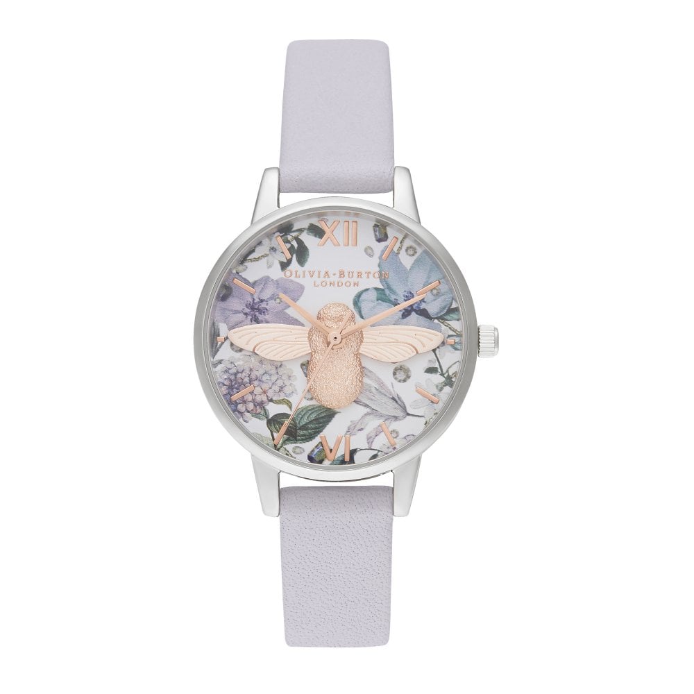 3D Bee Bejewelled Florals Parma Violet Midi Dial Rose Gold and Silver Seven Season