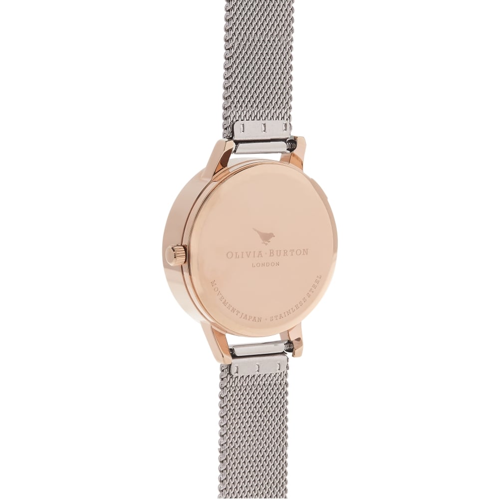 3D Daisy Midi Dial Rose Gold and Silver Mesh Watch Seven Season