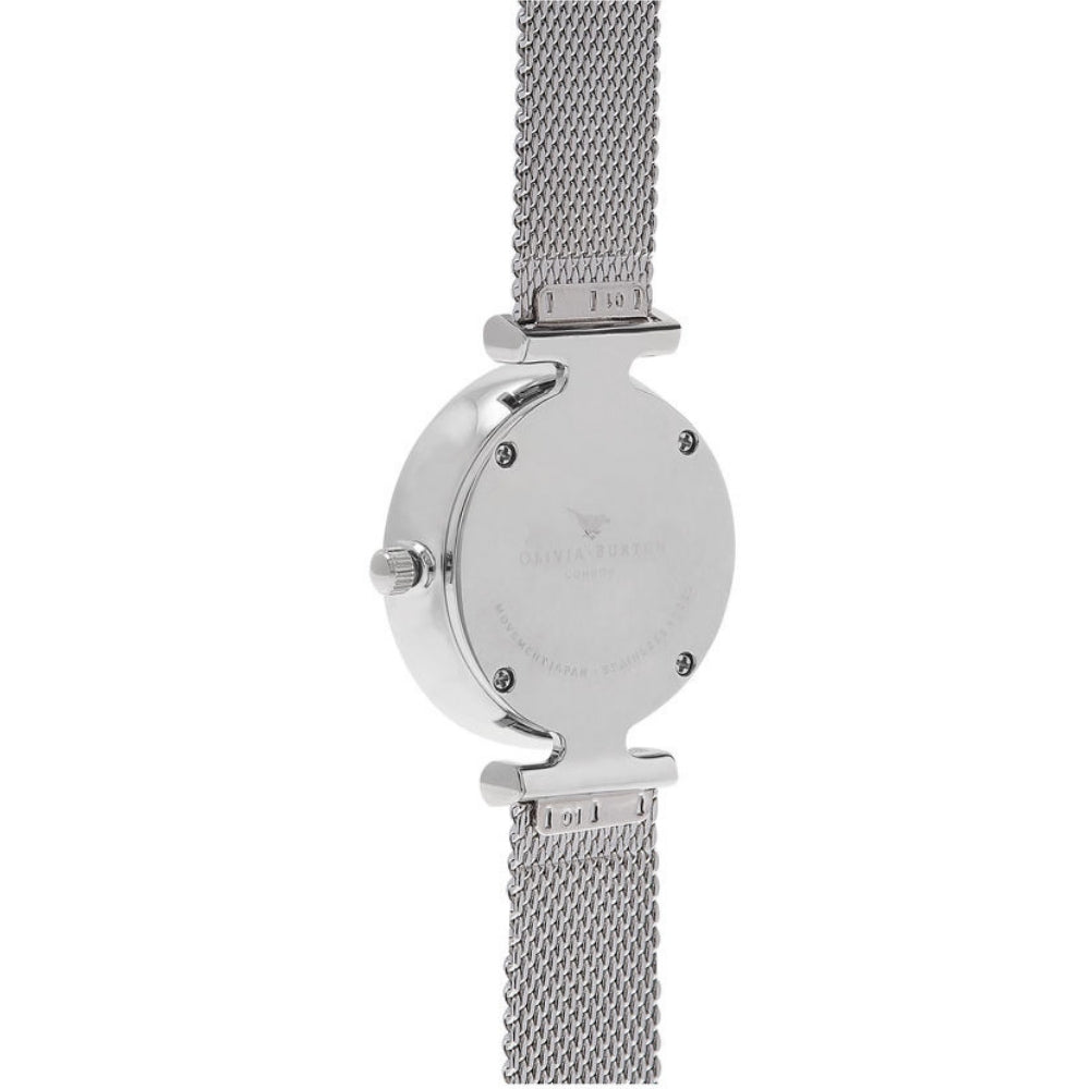 Queen Bee Blue Mother of Pearl Dial Silver Mesh Watch
