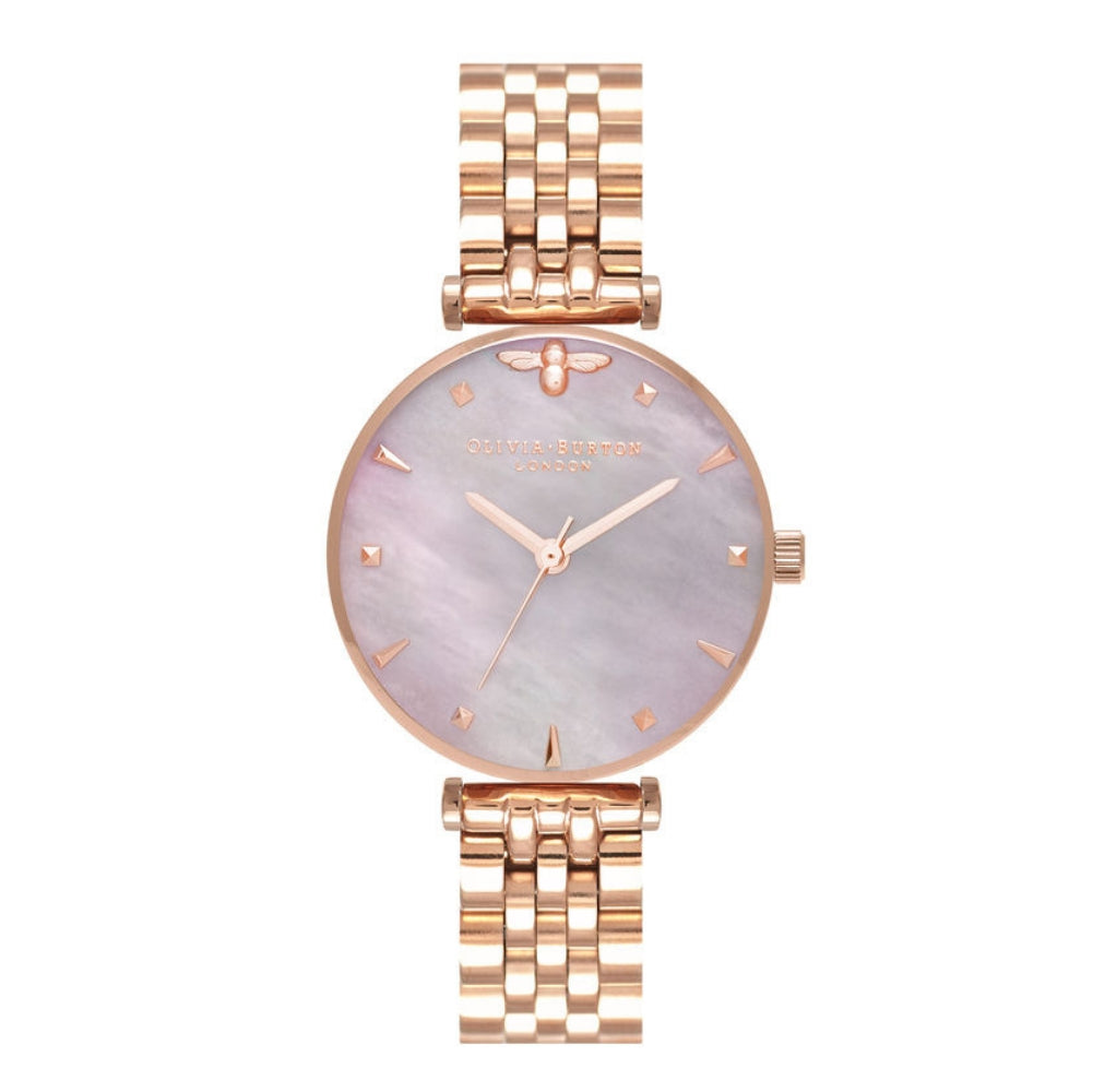 Queen Bee Pink Mother of Pearl Dial Rose Gold Bracelet Watch
