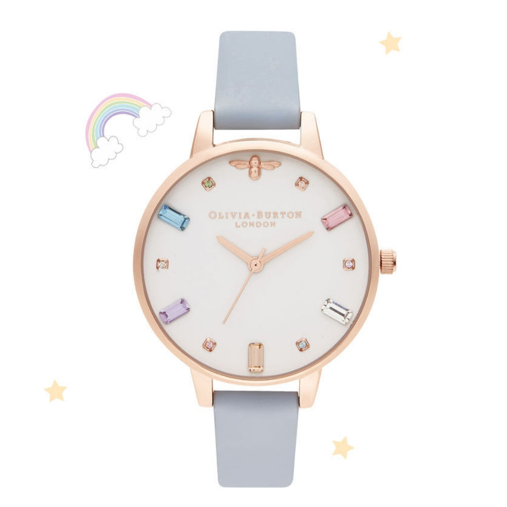 Rainbow Bee Demi Dial Chalk Blue and Rose Gold Watch Seven Season