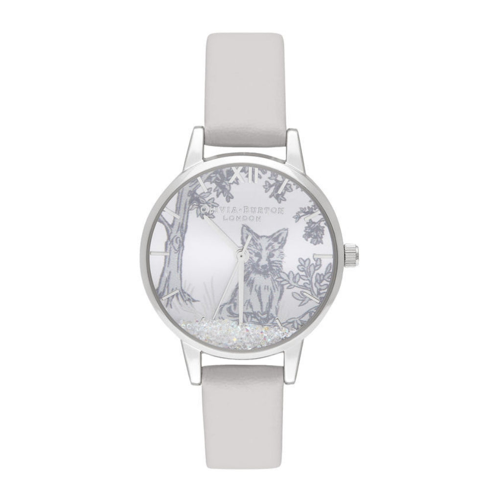 Snow Globe Arctic Fox Midi Dial Blush and Silver Watch