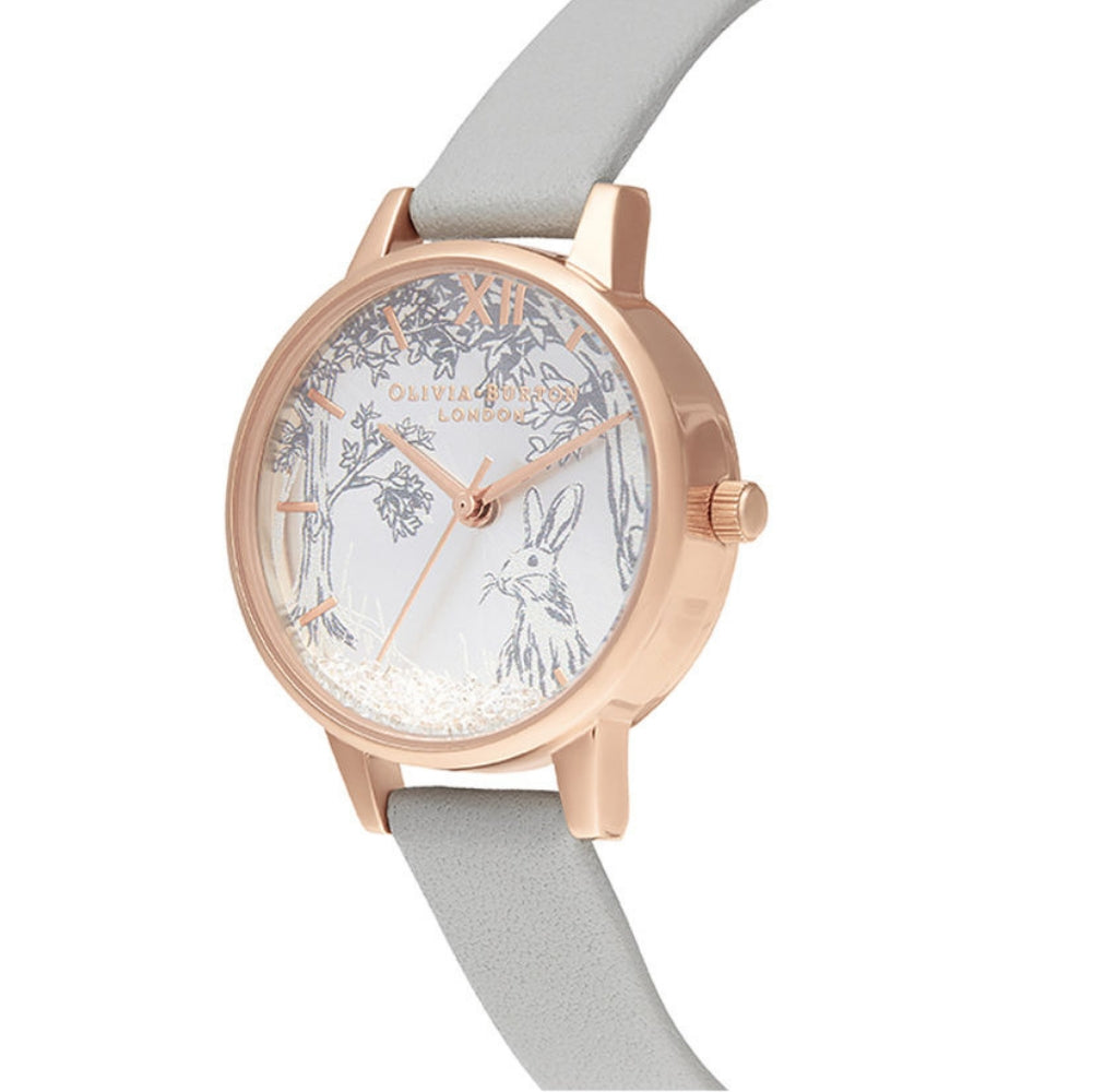 Snow Globe Winter Bunny Midi Dial Grey and Rose Gold Watch