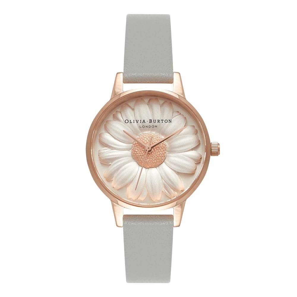3D Daisy Midi Dial Grey and Rose Gold Watch - Seven Season