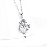 Seven Season Cutie Cat Lucky Cat with Heart Pendant Necklace