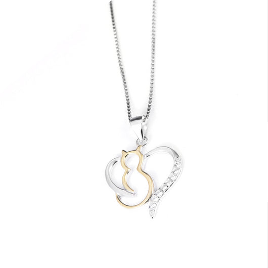 Cutie Cat Mystique Gold-Plated Heart Pendant Necklace