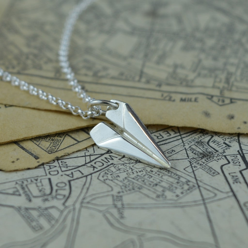 Origami Plane Necklace Airplane Pendant Origami Jewelry 