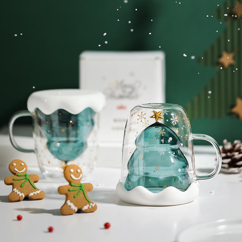 Starbucks Christmas Tree Double Layer Glass Mug