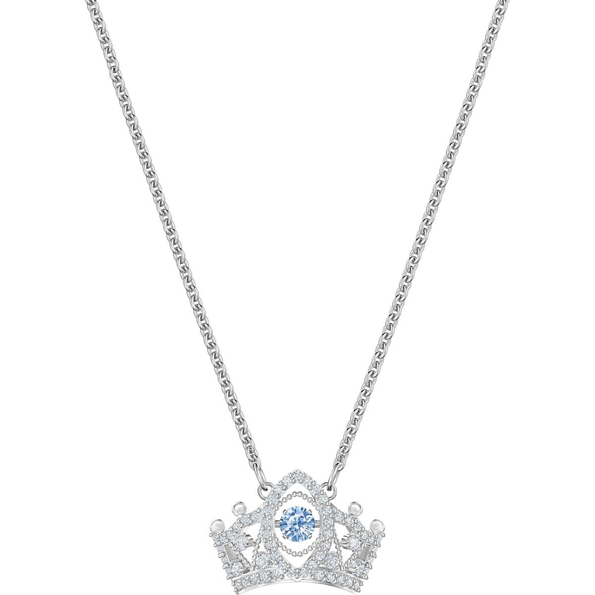 Bee A Queen Blue Rhodium Plated Pendant Necklace