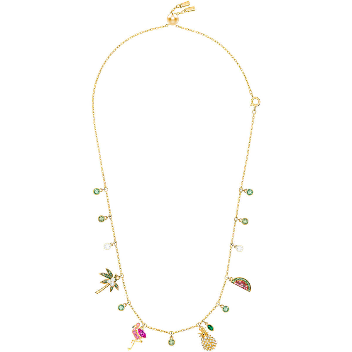 Lime Tropical Summer Multi Colored Gold Plating Charms Necklace