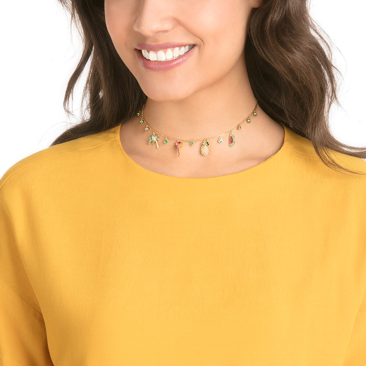 Lime Tropical Summer Multi Colored Gold Plating Charms Necklace