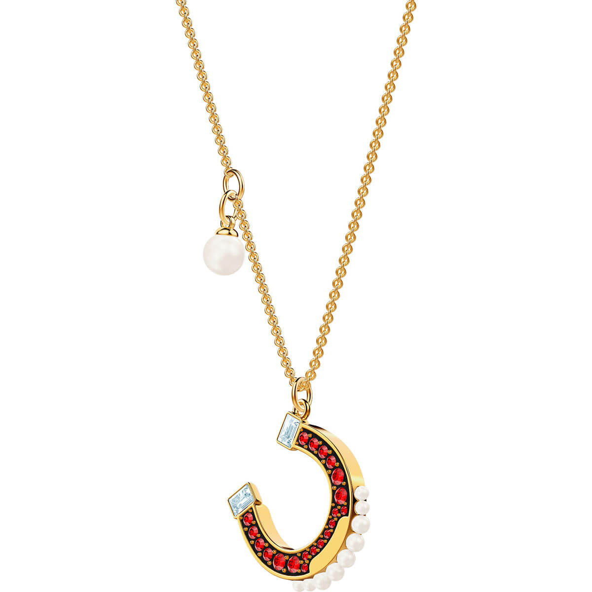 Lucky Goddess Horseshoe Multi Colored Gold Plating Pendant