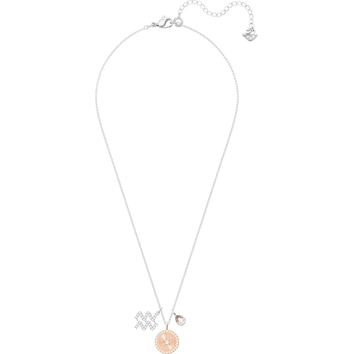 Zodiac Aquarius Gray Rhodium Plated Pendant Necklace Seven Season