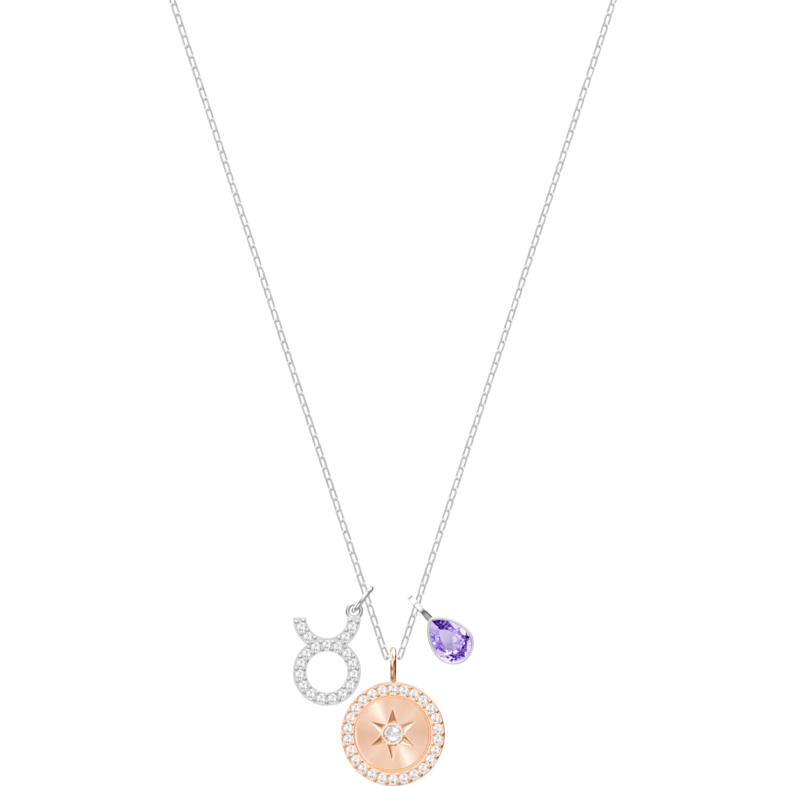 Zodiac Taurus Violet Rhodium Plated Pendant Necklace - Seven Season
