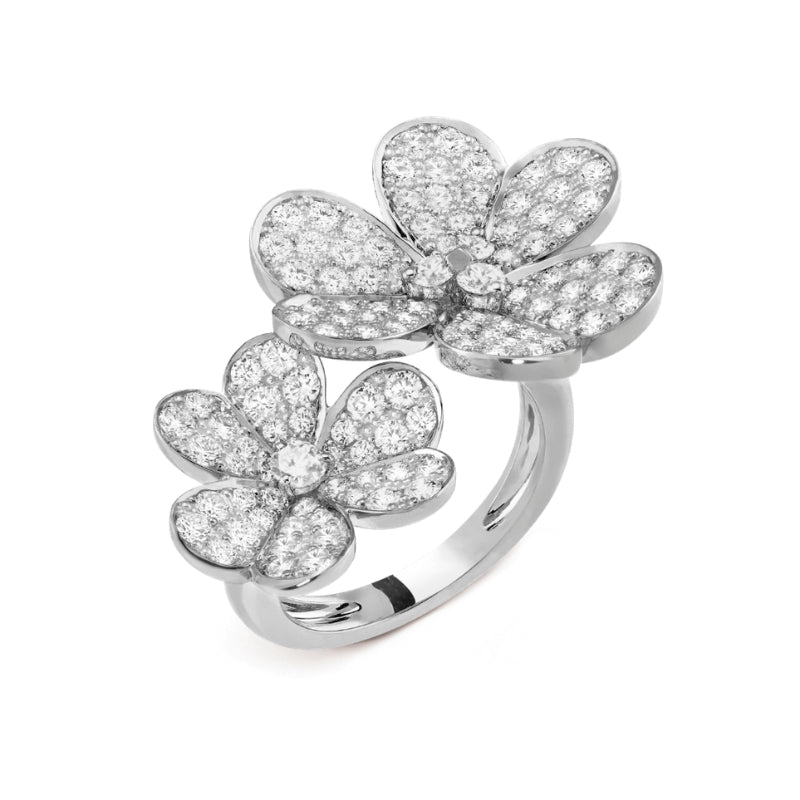 Frivole Clover Between the Finger White Gold-Plated Ring
