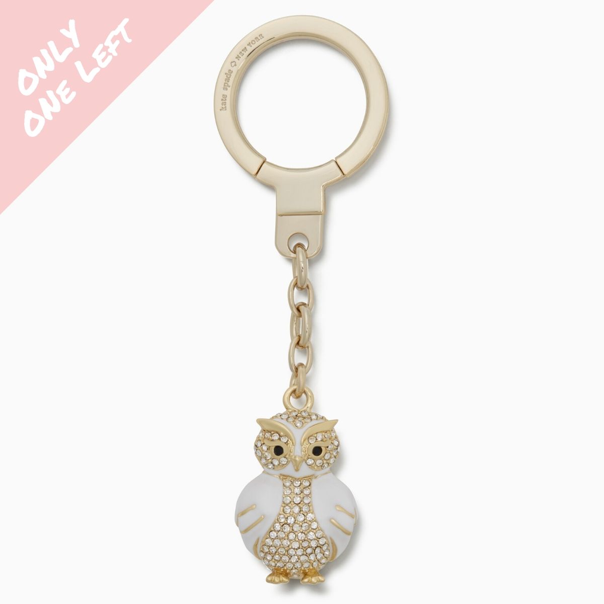 Jeweled Snow Owl Keychain