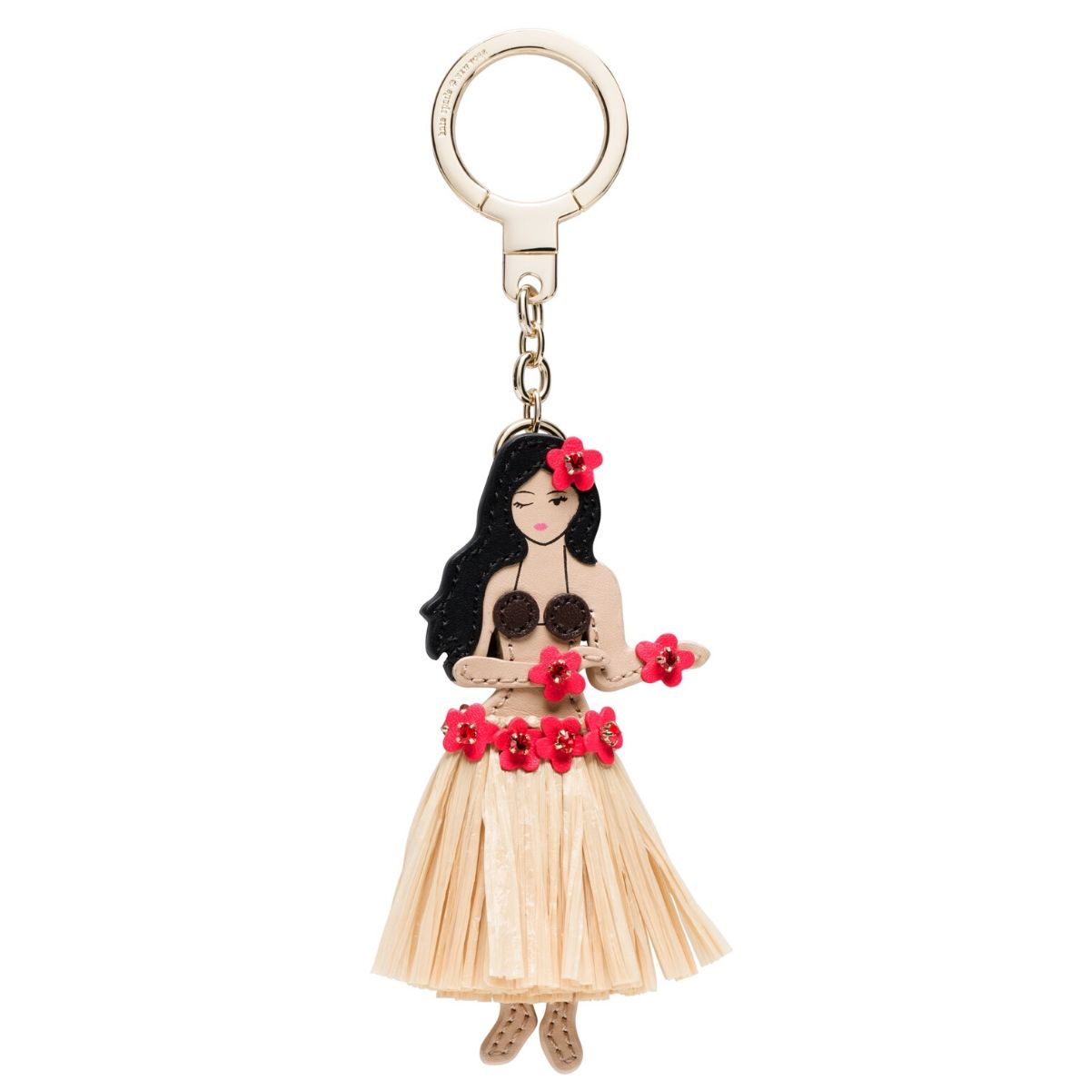 Leather Hula Girl Keychain