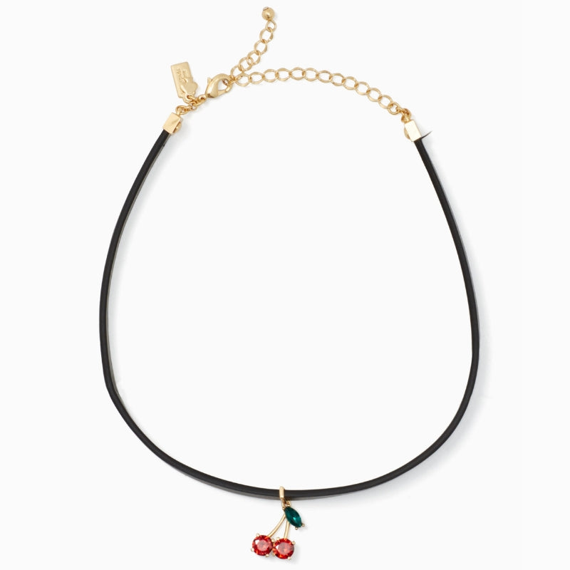 Ma Cherie Cherry Crystal Leather Choker