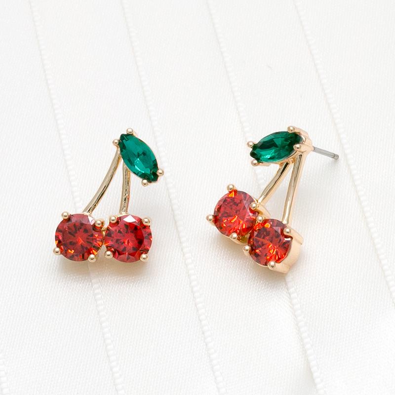 Ma Cherie Cherry Crystal Stud Earrings