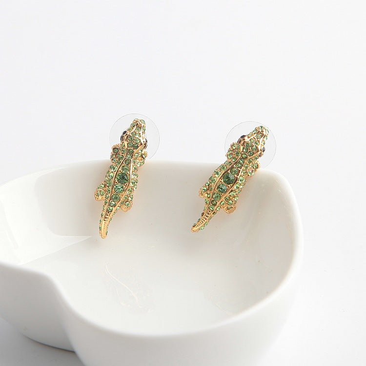 Swamped Pave Alligator Stud Earrings