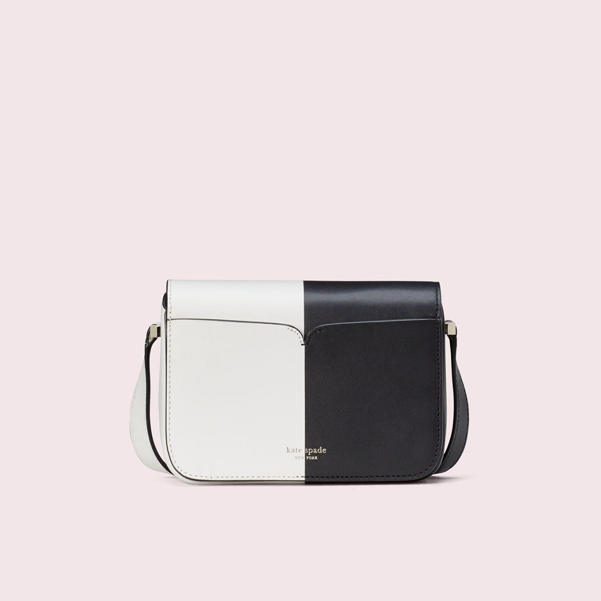 Nicola Bicolor Twistlock Small Black and Optic White Shoulder Bag