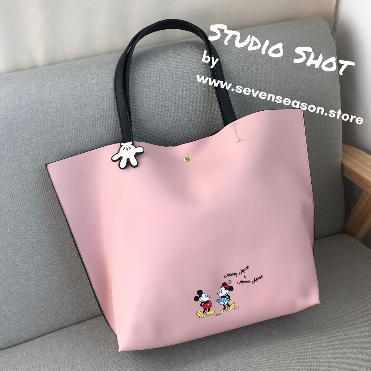 Mickey Mouse and Minnie Mouse Pink Tote Bag