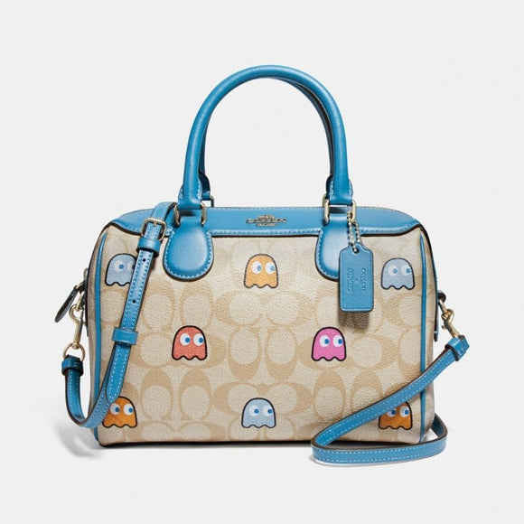 Coach Mini Bennett Satchel in Signature Canvas with PacMan Ghosts Print-Seven Season