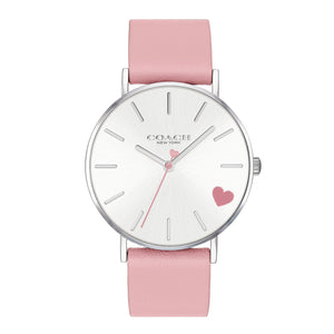 Coach Perry Pink Leather Strap Heart Watch-Seven Season