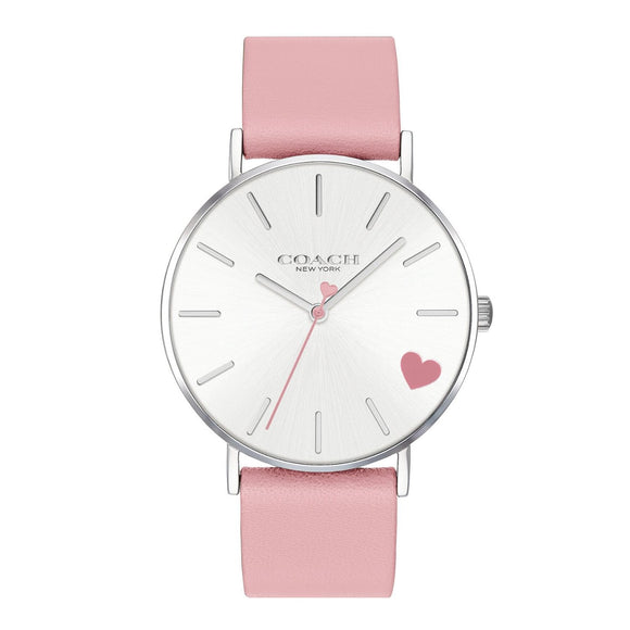 Coach Perry Pink Leather Strap Heart Watch-Seven Season