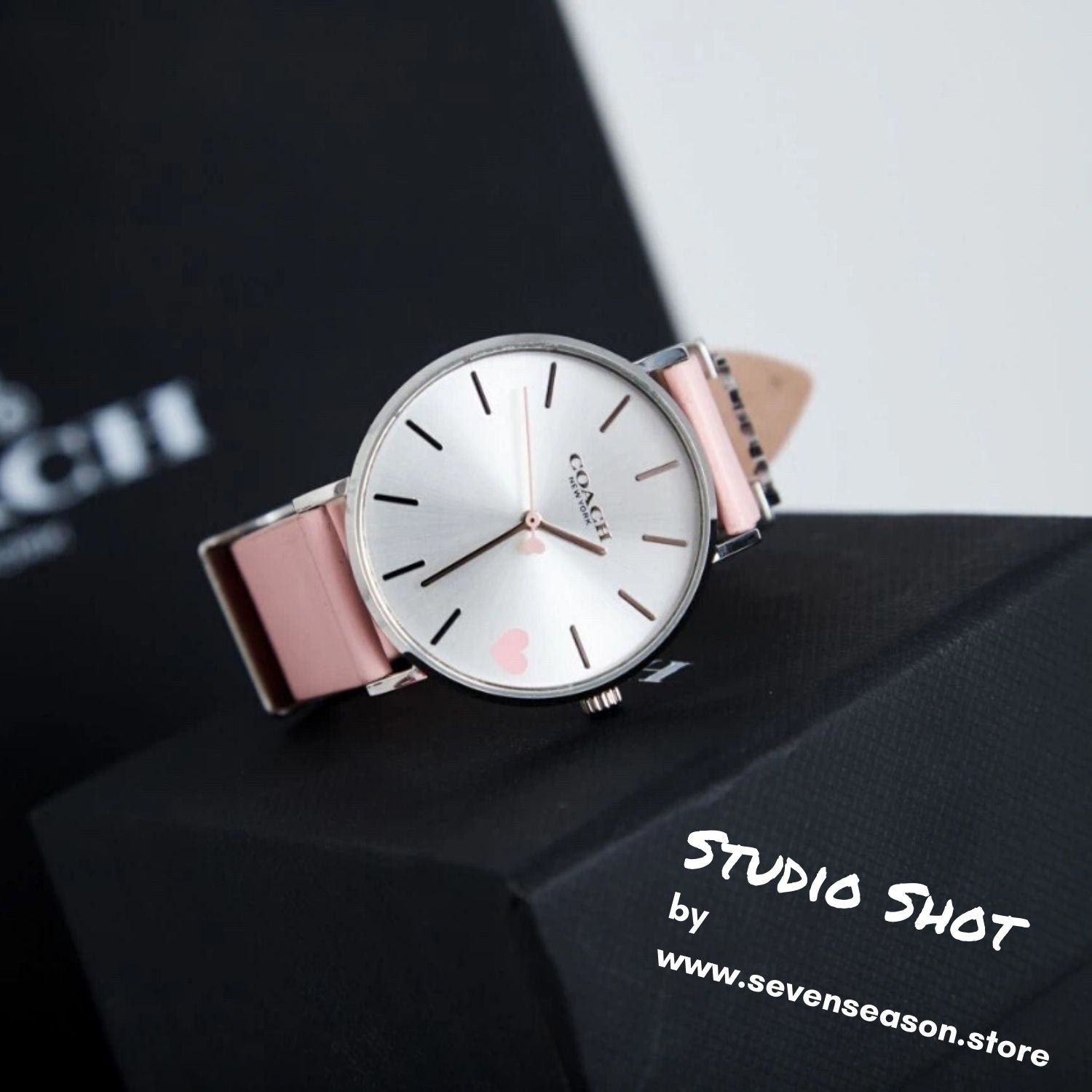 Coach watch pink leather strap cheap