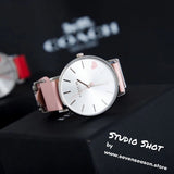 Coach Perry Pink Leather Strap Heart Watch-Seven Season