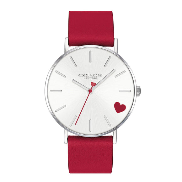 Coach Perry Red Leather Strap Heart Watch-Seven Season