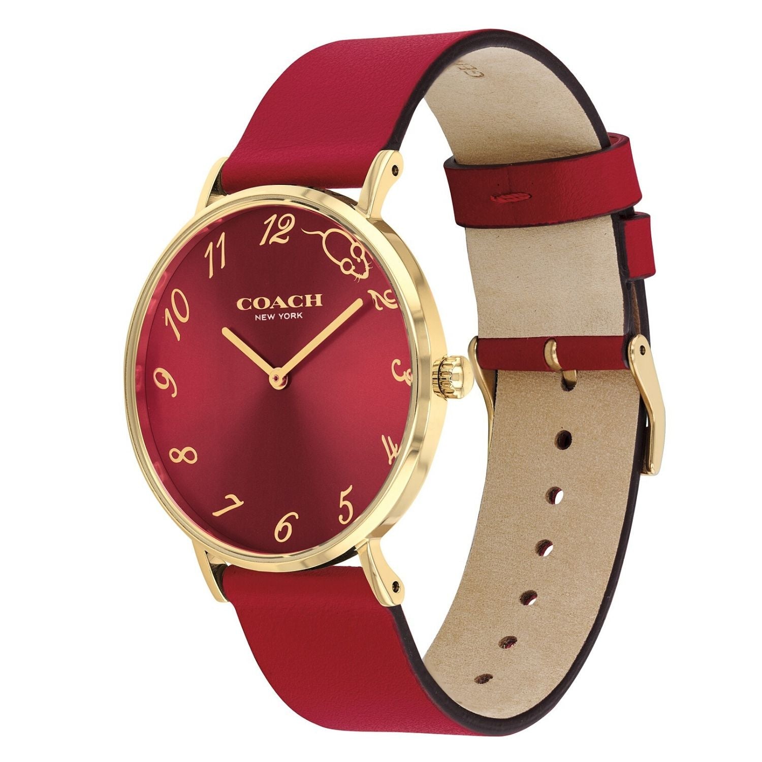 Perry Red Leather Strap Watch - Seven Sesaon – Seven Season