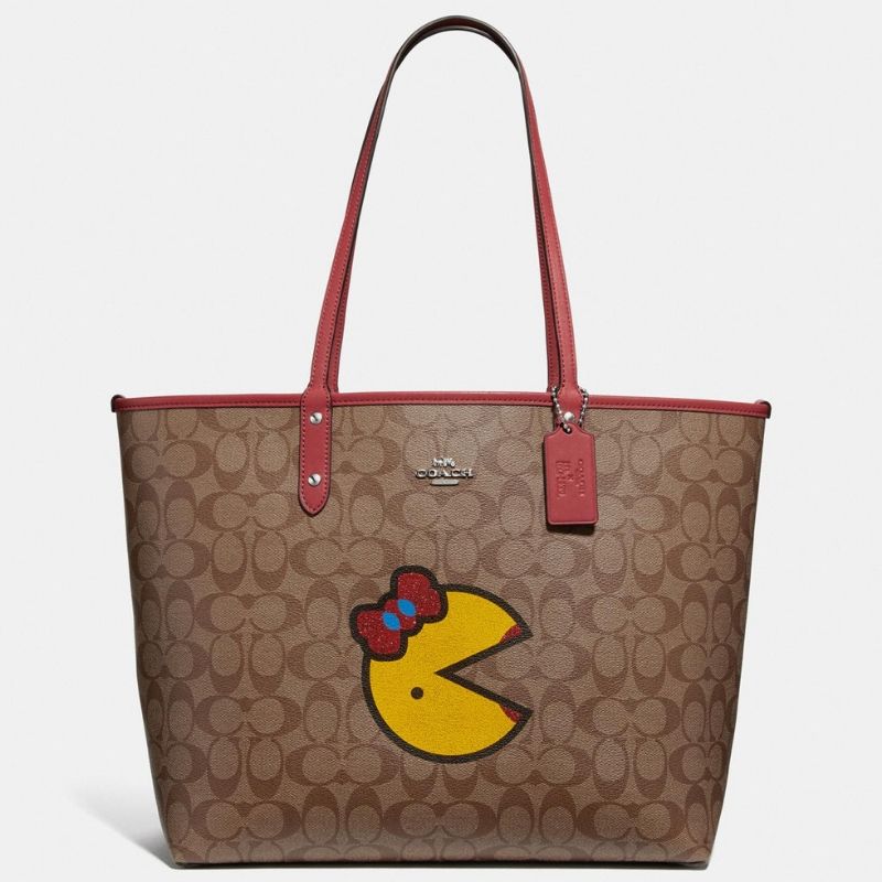 Reversible City Tote in Signature Canvas with Ms. PacMan - Seven