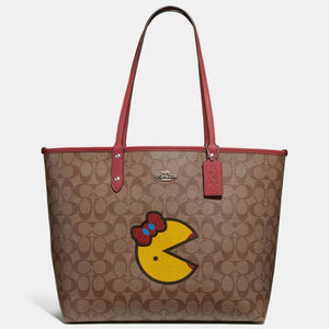 Coach Reversible City Tote in Signature Canvas with Ms. PacMan-Seven Season