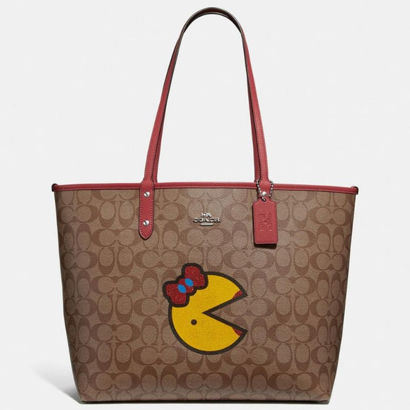 Coach Reversible City Tote in Signature Canvas with Ms. PacMan-Seven Season