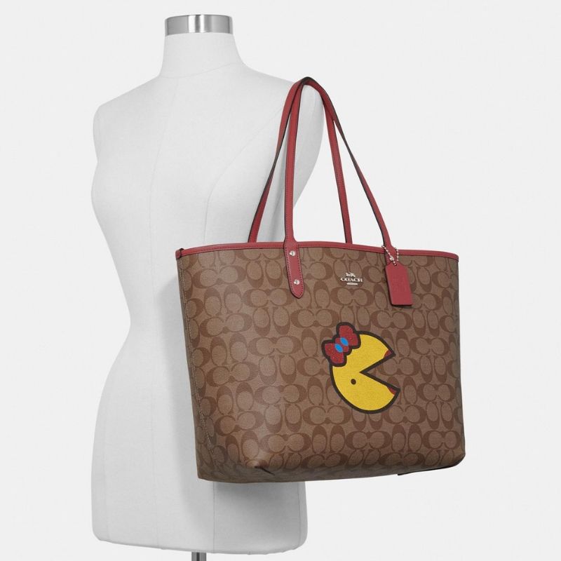 Reversible City Tote in Signature Canvas with Ms. PacMan - Seven Season